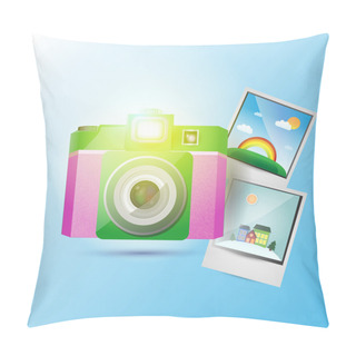 Personality  Vector Photo Camera With Pictures. Pillow Covers