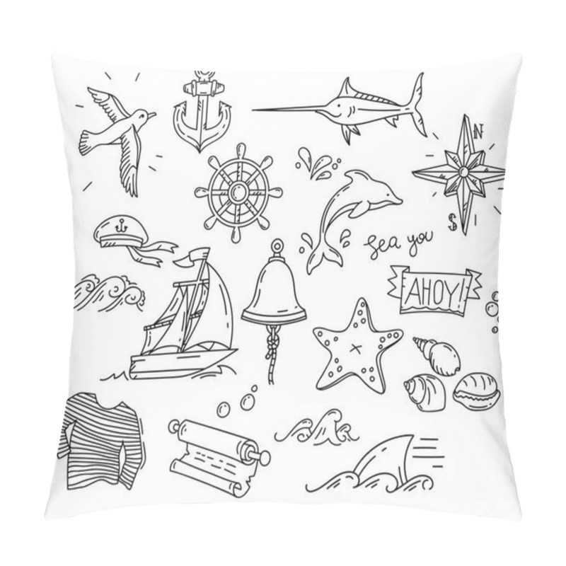 Personality  hand-drawn elements of marine theme pillow covers