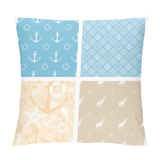 Personality  Set Of 4 Marine Themed Seamless Vector Patterns Pillow Covers