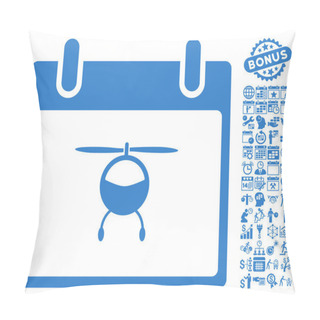 Personality  Helicopter Calendar Day Flat Vector Icon With Bonus Pillow Covers