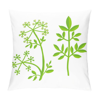 Personality  Colourful Vector Illustration Of A Poisonous Plant With Leaves And Flowers, Botanical Layout, Flat Style, Isolated On White Background Pillow Covers
