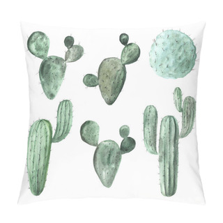 Personality  Watercolor Hand Painted Exotic Green Cactus Pillow Covers
