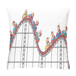 Personality  Monkeys Riding On Roller Coaster On White Background Pillow Covers