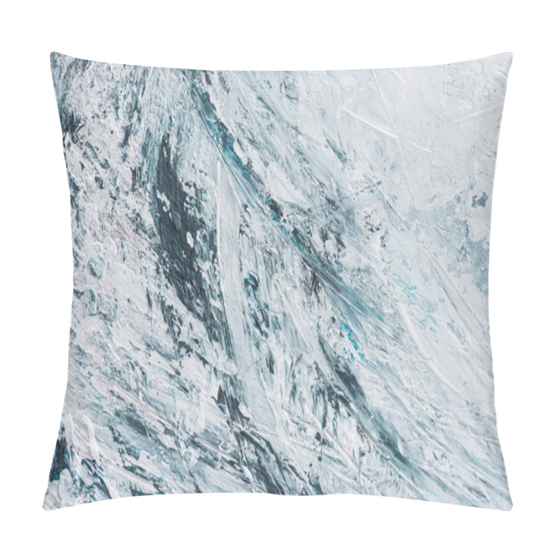Personality  Close up of light blue and white brush strokes of oil paint pillow covers