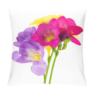 Personality  Bouquet Of Freesias Flower, Isolated On White Pillow Covers