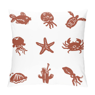 Personality  Ocean Fauna Vector Icon Set Pillow Covers