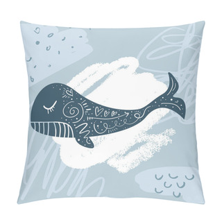 Personality  Vector Little Cute Whale. Scandinavian Style Illustration. Cute Nursery Poster Pillow Covers