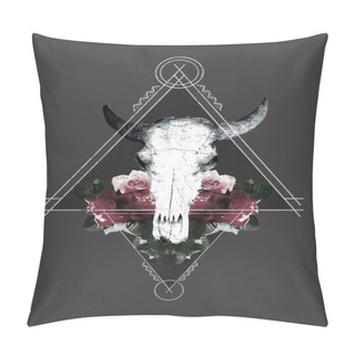 Personality  Graphic With Buffalo Skull Pillow Covers