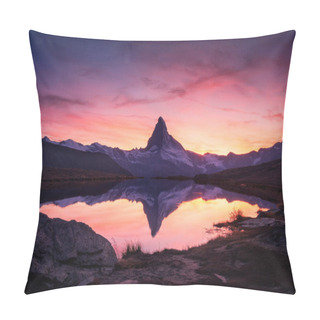 Personality  Matterhorn Peak On Stellisee Lake Pillow Covers