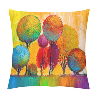Personality  Oil Painting Landscape, Colorful  Trees.  Hand Painted Impressionist, Outdoor Landscape. Pillow Covers