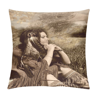 Personality  American Indian Girl Pillow Covers