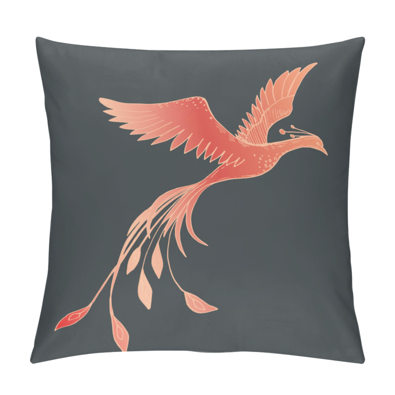 Personality  Vector image of a red firebird on a dark background pillow covers