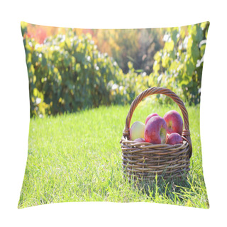 Personality  Basket Full Of Freshly Harvested Apples At Orchard Pillow Covers