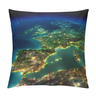 Personality  Night Earth. A Piece Of Europe - Spain, Portugal, France Pillow Covers