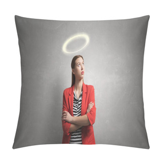Personality  She Is Pure Angel . Mixed Media Pillow Covers