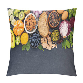 Personality  Ingredients For The Healthy Foods Selection. The Concept Of Heal Pillow Covers