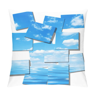 Personality  Summer Sky And Ocean Image On White Pillow Covers