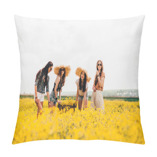 Personality  Four Beautiful Hippie Girls Pillow Covers