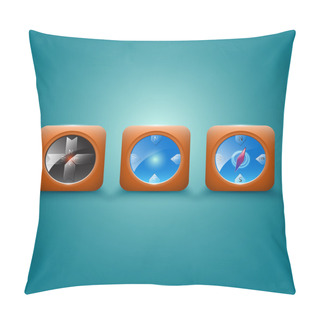 Personality  Compass Vector Icons Illustration On White Pillow Covers