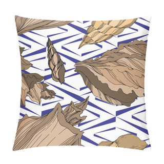 Personality  Vector Summer Beach Seashell Tropical Elements. Brown Beige Engr Pillow Covers