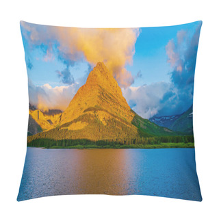 Personality  5131 Red Clouds Hover Above Grinnell Point, Swiftcurrent Lake At Glacier National Park - Montana Pillow Covers