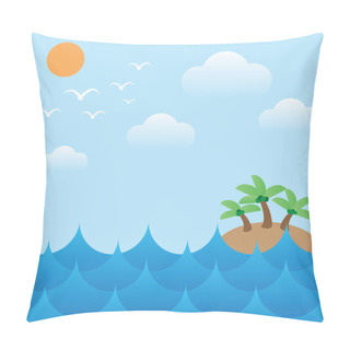 Personality  Island In Sea Waves,sun,sky And Cloud Pillow Covers