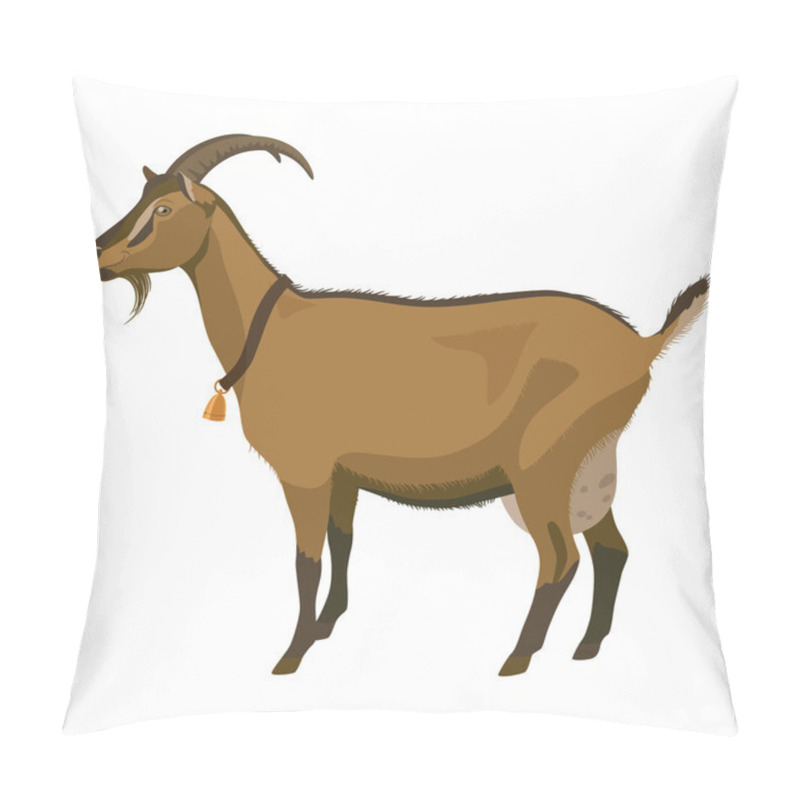 Personality  Brown goat, side view, isolated pillow covers