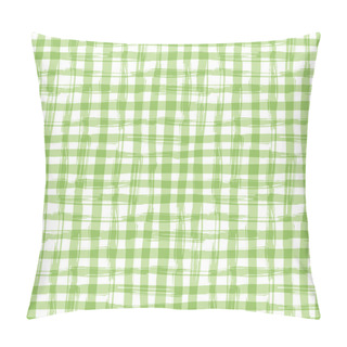 Personality  Vector Seamless Pattern With Square Hand Drawn Texture. Green Checkered Tablecloth Pillow Covers