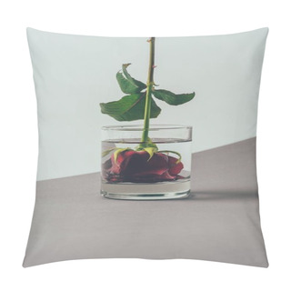 Personality  Red Rose Bud In Glass Of Water, Valentines Day Concept Pillow Covers