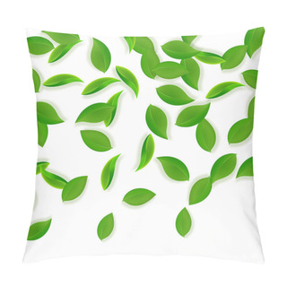 Personality  Falling Green Leaves. Fresh Tea Neat Leaves Flying Pillow Covers