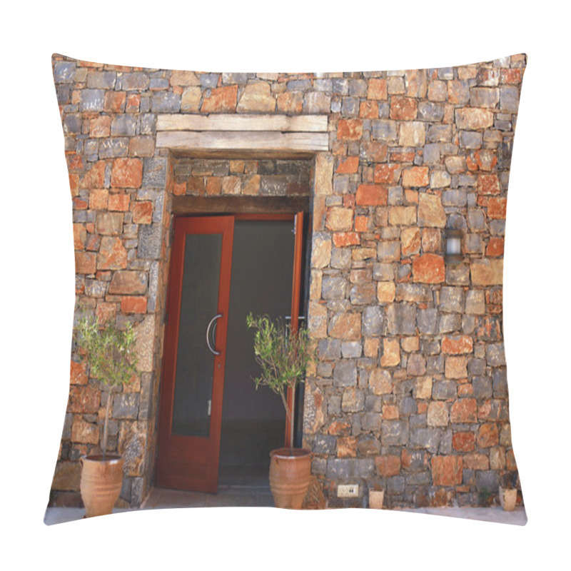 Personality  Open door and stone mediterranean wall(Greece) pillow covers