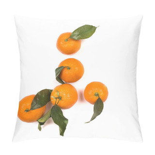 Personality  Christmas Composition. Frame With Tangerines, Fir Branches, Cinn Pillow Covers