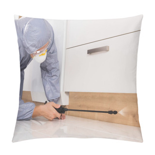 Personality  Exterminator In Workwear Spraying Pesticide With Sprayer Pillow Covers