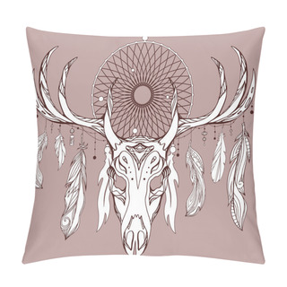 Personality   Deer Skull With Antlers  Pillow Covers