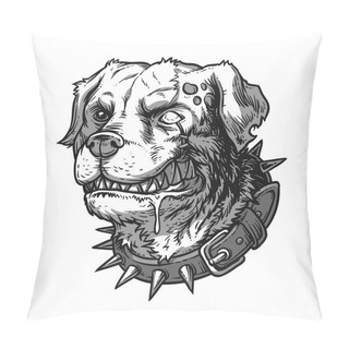 Personality  Vector Illustration Of Evil Mad Dog Pillow Covers