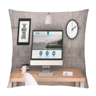 Personality  Workspace Computer With Web Design Site Pillow Covers