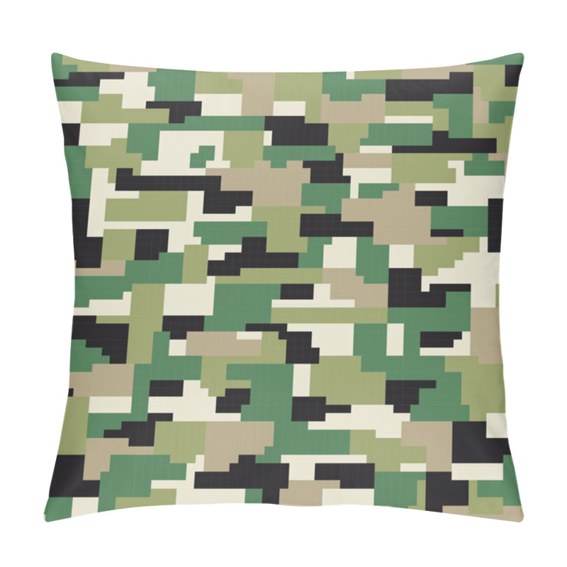 Personality  Military camouflage seamless pattern. Green and brown color pixel camouflage background. Vector illustration. pillow covers