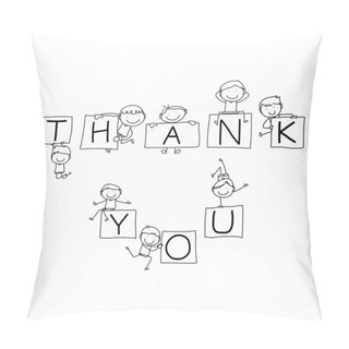 Personality  Hand Drawing Cartoon Happy Words Illustration Pillow Covers