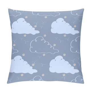 Personality  Seamless Hand Drawn Cloud With Silver Dot Glitter Pattern Background Pillow Covers