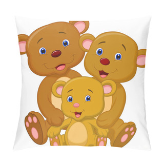 Personality  Happy Brown Bear Cartoon Family Pillow Covers