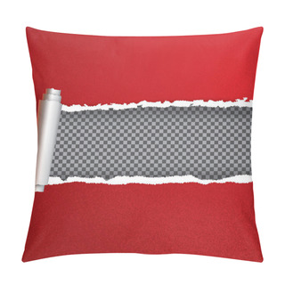 Personality  Realistic Red Torn Open Paper With Copy Space. Pillow Covers