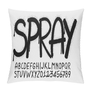 Personality  Realistic Spray Graffiti Paint Font On Transparent Background In Vector Format Pillow Covers