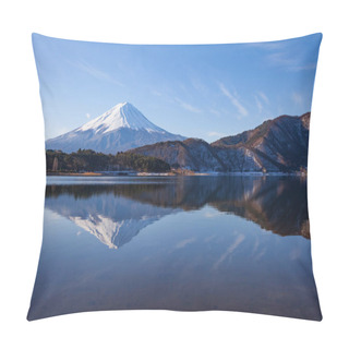 Personality  Mountain Fuji At Lake Kawaguchiko In Winter, Japan. Pillow Covers
