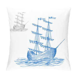 Personality  Medieval Sail Ship In Ocean Waves Pillow Covers