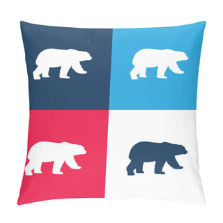 Personality  Bear Black Shape Blue And Red Four Color Minimal Icon Set Pillow Covers