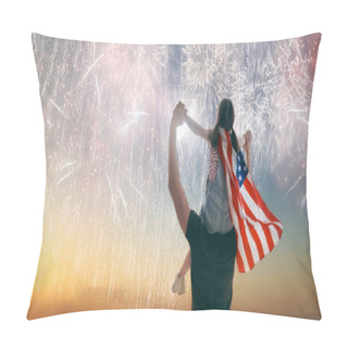 Personality  People Holding The Flag Of The USA. Pillow Covers