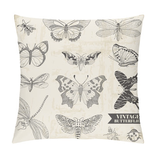 Personality  Vector Set: Calligraphic Hand Drawn Butterflies Pillow Covers