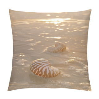 Personality  Golden Sunrise And Nautilus Shells In The Sea Pillow Covers