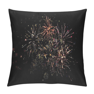 Personality  Traditional Festive Fireworks In Dark Night Sky, Isolated On Black Pillow Covers