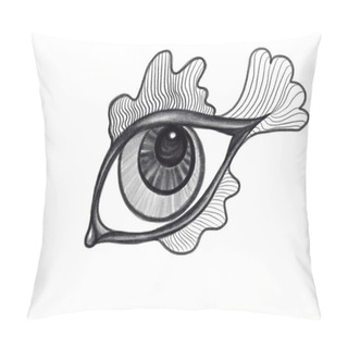 Personality  Isolated Black And White Eye As A Fish Drawn By Pencil Pillow Covers